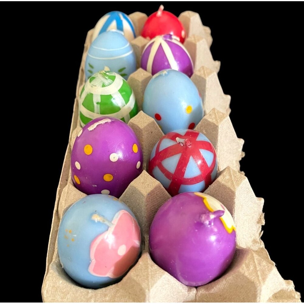 VTG Easter Bunny Rabbit Egg Wax Candle Holiday Spring Multi Color Red 10Pc Lot - Picture 3 of 8